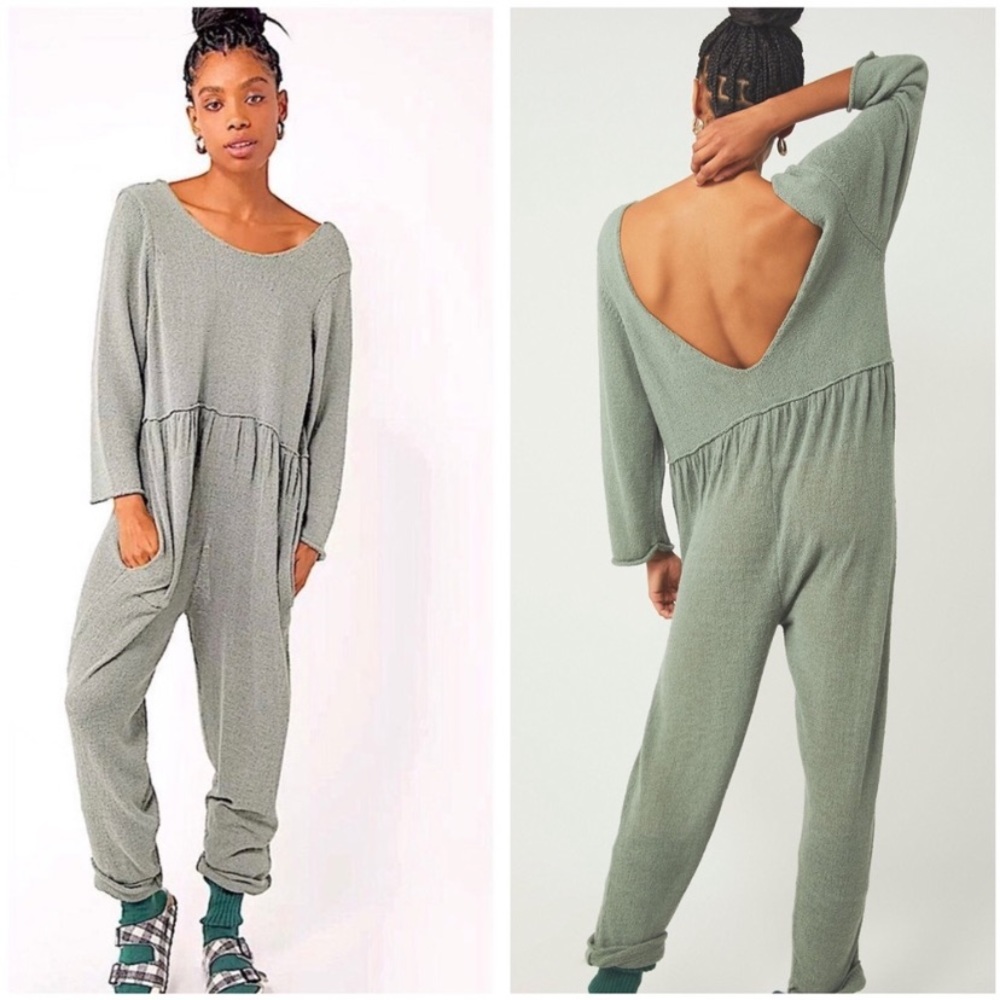 Free People Beach Breaking Free Jumpsuit Green Size L